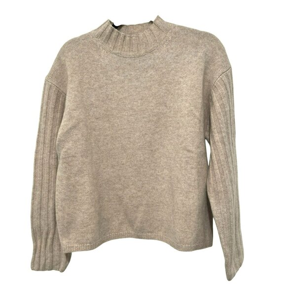 Thakoon Ribbed Sleeve Oatmeal Wool Sweater Large Pullover Knitwear NWT - Picture 1 of 4